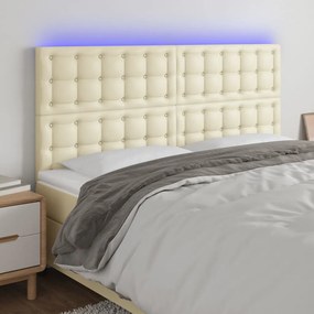 3122528 vidaXL LED горна табла за легло, кремава, 180x5x118/128 см