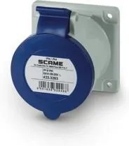 Scame Промишлен контакт 2P+Е 32A 230V IP54 ПРАВ серия Optima панелен монтаж 75х75мм - 423.3263