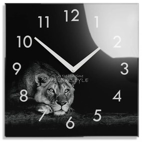 Декоративен часовник от черно и бяло стъкло, 30 см