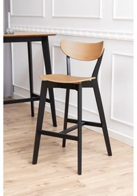 Бар столове в цвят на дървесина от черен естествен каучук в комплект от 2 броя 105 см Roxby - Actona