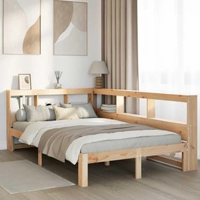 3324385 vidaXL Легло с етажерка за книги, без матрак, 120x200 см, бор масив