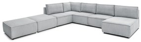 Светлосив променлив велурен U-образен ъглов диван Nihad modular - Bobochic Paris