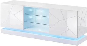 ТВ шкаф Qiu с LED-Бял-Дължина: 200см