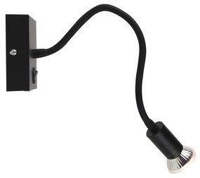 Модерна гъвкава стенна лампа USB черна - Zeno