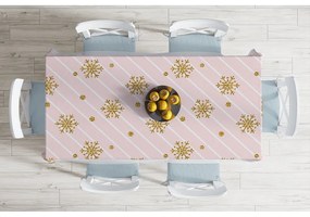 Коледна покривка за маса със смес от памук Golden , 140 x 180 cm Snowflakes - Minimalist Cushion Covers