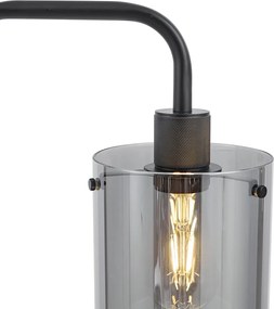 Дизайнерска подова лампа черна с опушено стъкло - Domo