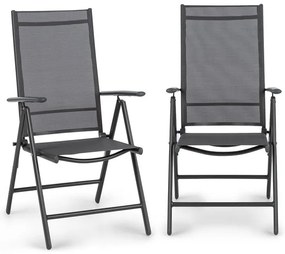 Blumfeldt Almeria Garden Chair, сгъващ се стол, комплект 2 броя, 56,5 x 107 x 68 cm, ComfortMesh, цвят антрацит
