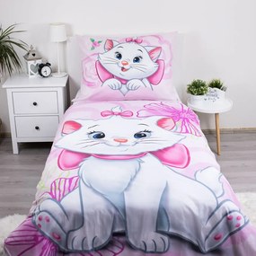Розово единично памучно детско спално бельо 140x200 cm Marie Cat "Pink" – Jerry Fabrics
