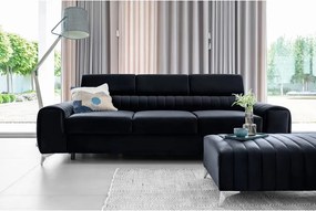 Антрацитен кадифен разтегателен диван 261 cm Laurence – ELTAP