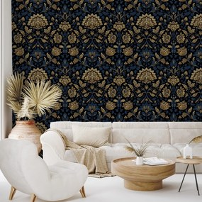 Тапет – Златни цветя на тъмен фон