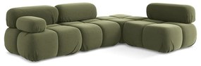 Светлозелен кадифен модулен ъглов диван (десен ъгъл) Lokua – Makamii
