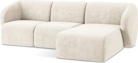 Бежов шенилов ъглов диван (десен ъгъл) Lani – Makamii