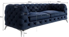 Тъмносин кадифен диван 225 cm Chelsea – Ropez