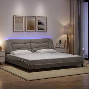 3213729 vidaXL Рамка за легло с LED без матрак Hvar, таупе, 200x200 см, плат