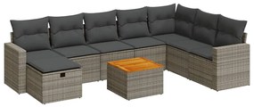 3325805 vidaXL Градински комплект диван с възглавници 9 части сив полиратан