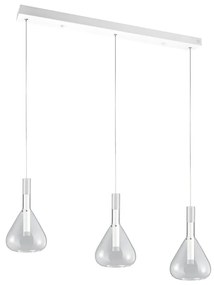 Бяло LED висящо осветително тяло със стъклен абажур Cipera – CINQUE