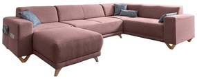 Розов разтегателен/с място за съхранение ъглов диван (десен ъгъл/U форма) Classy Sophie – Miuform