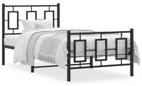374251 vidaXL Метална рамка за легло с горна и долна табла, черна, 90x190 см