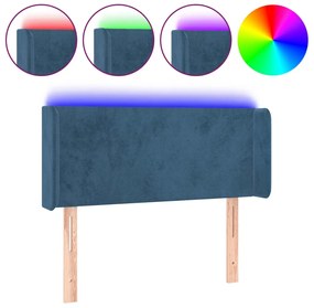 3122996 vidaXL LED горна табла за легло, тъмносиня,93x16x78/88 см, кадифе