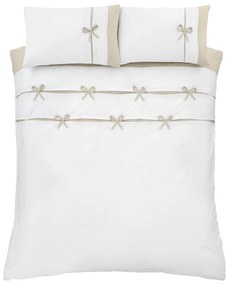 Бяло двойно удължено спално бельо 230x220 cm Milo Bow – Catherine Lansfield