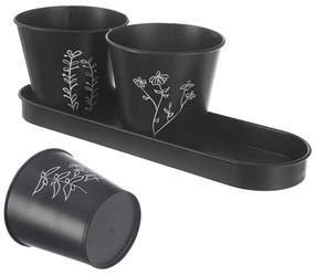 Метални саксии за билки в комплект от 3 бр. ø 11 cm Black – Orion