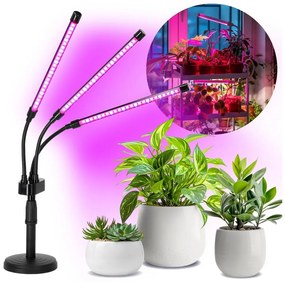 LED регулируема настолна лампа за растения VITARO 3xLED/10W/230V черна