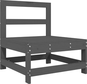 825480 vidaXL Градински среден диван, сив, бор масив