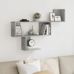 853194 vidaXL Стенен рафт, бетонно сив, 100x15x70 см, инженерно дърво