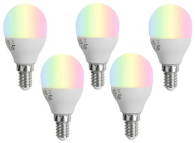 Комплект от 5 интелигентни E14 димируеми LED крушки G45 Opal 4.9W 470 lm 2700-6500K