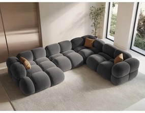 Сив кадифен ъглов диван (десен ъгъл/U форма) Loretto – Cosmopolitan Design