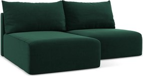Тъмнозелен кадифен сгъваем/с място за съхранение ъглов диван (ляв ъгъл) Kalena – Makamii