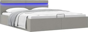 285610 vidaXL Легло с повдигащ механизъм и LED светлосиво текстил 160x200 см