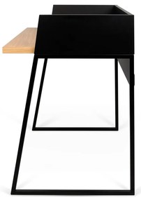 Черно работно бюро с детайли от дъбова дървесина Volga - TemaHome