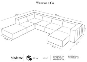 Ъглов диван (ляв ъгъл) в бензиново/сиво Madame - Windsor &amp; Co Sofas