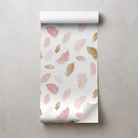 Самозалепващ тапет – Розово-златни нежни пера