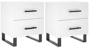 827357 vidaXL Нощни шкафчета, 2 бр, бели, 40x35x47,5 см, инженерно дърво