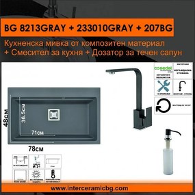 СЕТОВЕ ЗА КУХНЯ 2 в 1 / 3 в 1 BG 8213GRAY + 233010GRAY + 207BG, Inter Ceramic