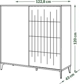 Скрин РИМИНИ К-123С Елегантен Орех/Черно - МОДЕРЕН ШКАФ С ЧЕКМЕДЖЕТА И НАБРАЗДЕНИ ФРОНТОВЕ