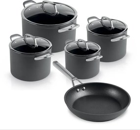 Комплект тенджери и тигани Ninja Zerostick Premium C35005DE, 9 части, Незалепваща технология, До 260C, Индукция, Черен