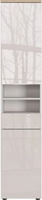 Кремав гланцов висок/тесен шкаф за баня 39x190 cm Tavira – Germania