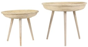 Ратанови кръгли странични масички в комплект от 2 бр. ø 56 cm Colon – Light &amp; Living