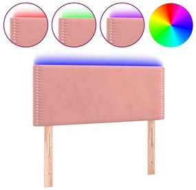 3121507 vidaXL LED горна табла за легло, розова, 80x5x78/88 см, кадифе