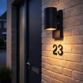 Модерна външна стенна лампа черна IP44 със сензор за здрач - Solo