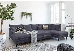 Антрацитен U-образен разтегателен диван, десен ъгъл Charming Charlie - Miuform