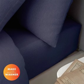 Тъмносин еластичен фланелен чаршаф 150x200 cm Brushed – Catherine Lansfield