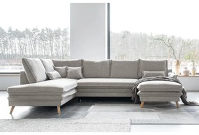 Бежов разтегателен ъглов диван (ляв ъгъл/"U" форма) Charming Charlie – Miuform