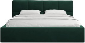 Тъмнозелено кадифено двойно легло 140x200 cm тапицирано с място за съхранение и включена подматрачна рамка Hiko – Makamii