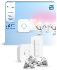 Стартов комплект Philips Hue WACA 3xGU10/4,7W 2200-6500K + устройство за свързване