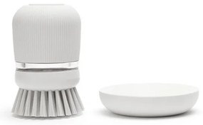 Дозатор за течен сапун с четка за миене на съдове Brabantia Sinkside 1003318, 100 мл, Полиестерни четчици, Поставка, Светлосив