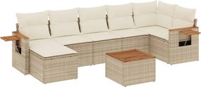3227038 vidaXL Градински диван с възглавници, 8 части, бежов полиратан